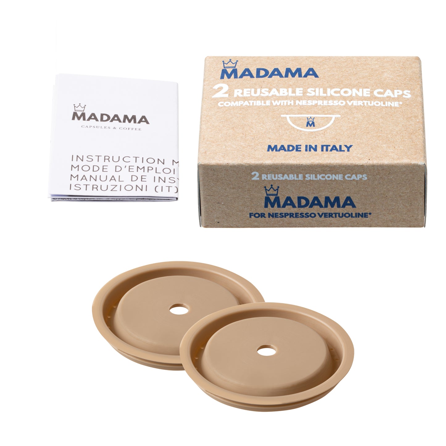 Reusable and Refillable Cap Compatible with Nespresso Vertuoline. Pack of 2 Caps