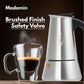 Madamin - Moka Pot for Induction, Gas or Electric Stoves - Stainless Steel - 4 Cups, Black Handle