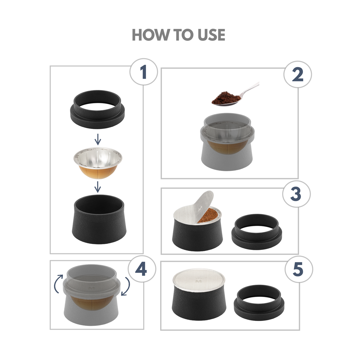 Refillable and Reusable Capsules Filling Kit Compatible with Nespresso Vertuo and Vertuoline, with 100 Adhesive Aluminum Lids