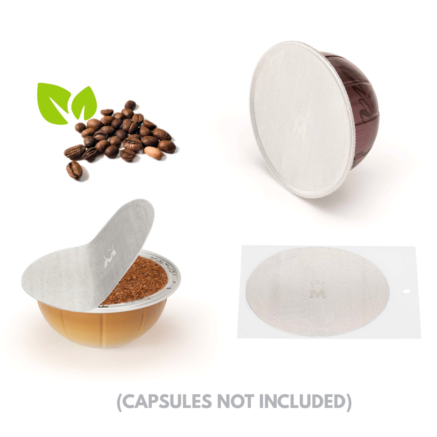 Refillable and Reusable Capsules Filling Kit Compatible with Nespresso Vertuo and Vertuoline, with 100 Adhesive Aluminum Lids